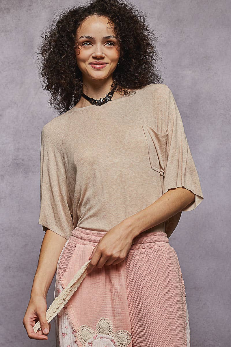 Pol Clothing - Vintage Washed Relaxed Fit Jersey Top Everyday Tee SALE