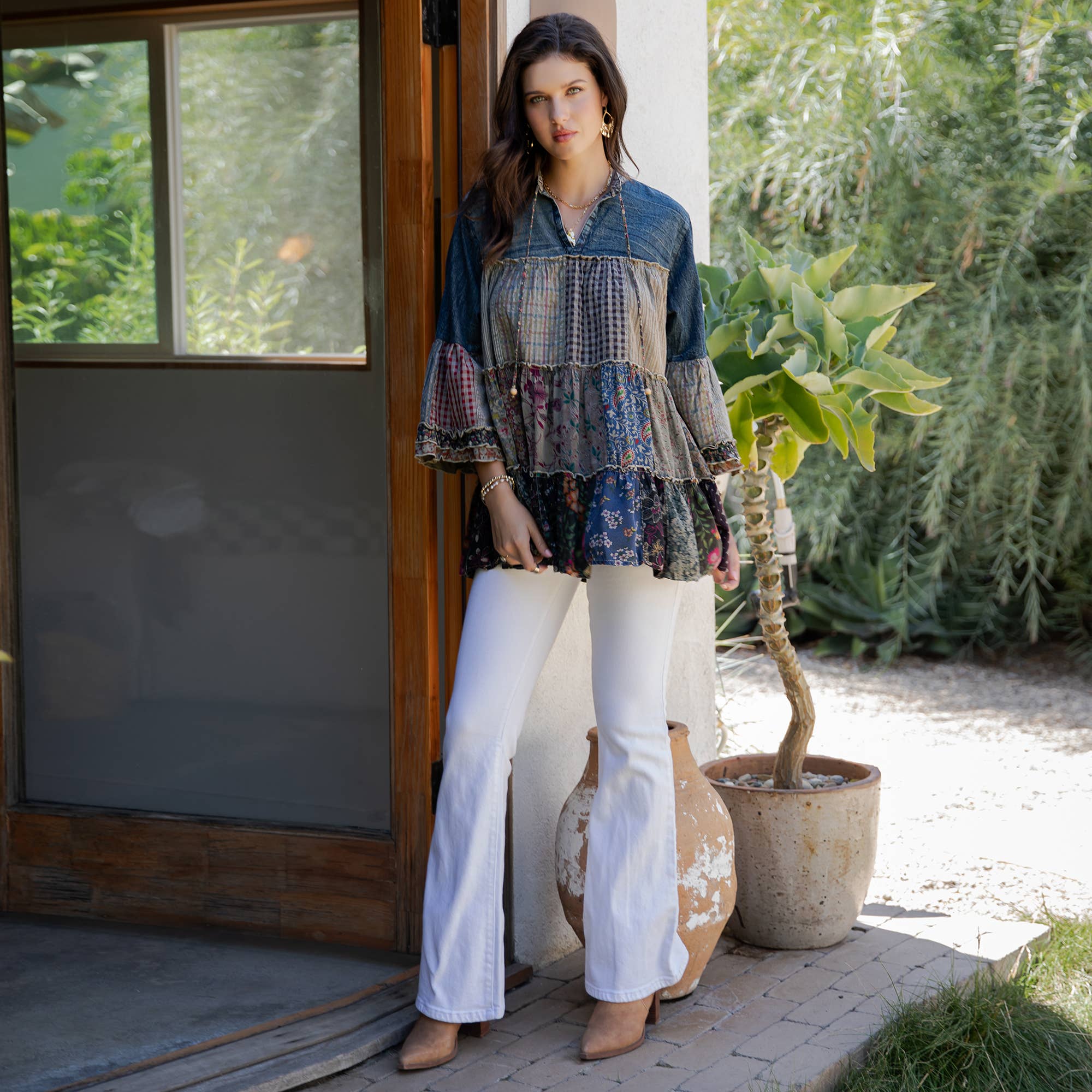 Artistic Fusion: Overdyed Jhabla Top With Emb