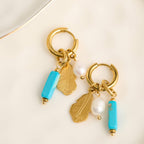 Howard's - Waterproof Earrings Hoop Pearl Kyanite Narelle Gold Leaf