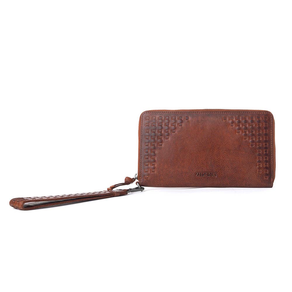 Myra Bag - Myra Zidana Elko Braided Veg Tanned Leather Wallet in Auburn Glow