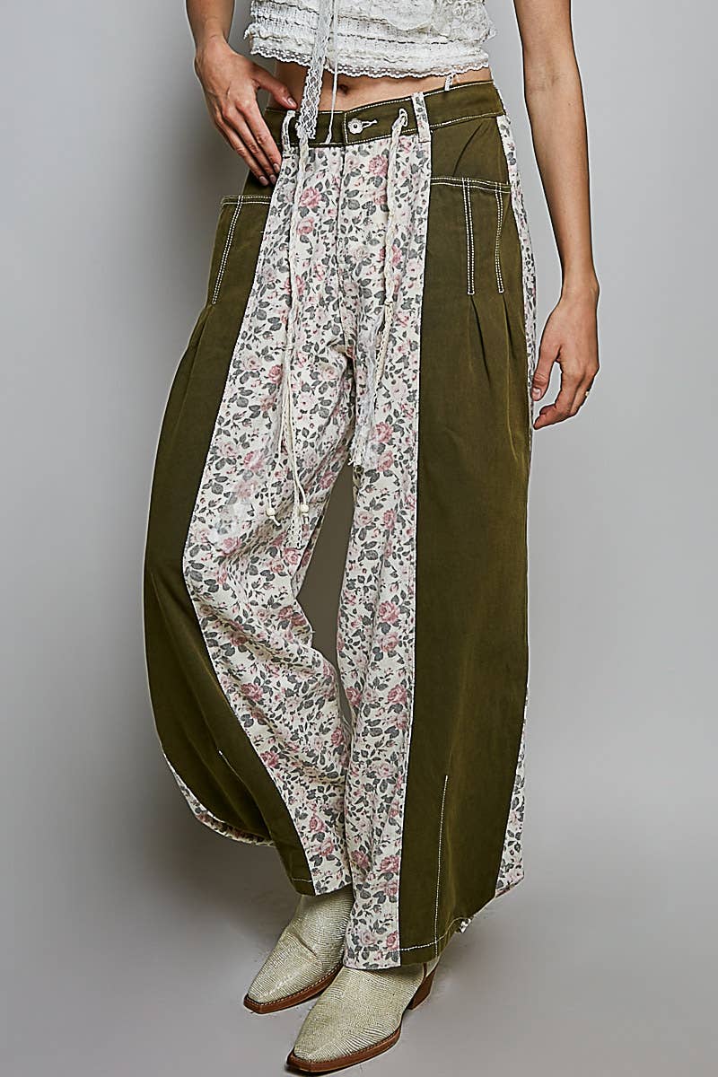 Pol Clothing - Relaxed Tapered Woven Drawstring Lightweight Waistband Pants