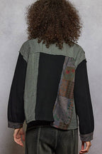 Pol Clothing - Round neck thermal printed contrast knit top