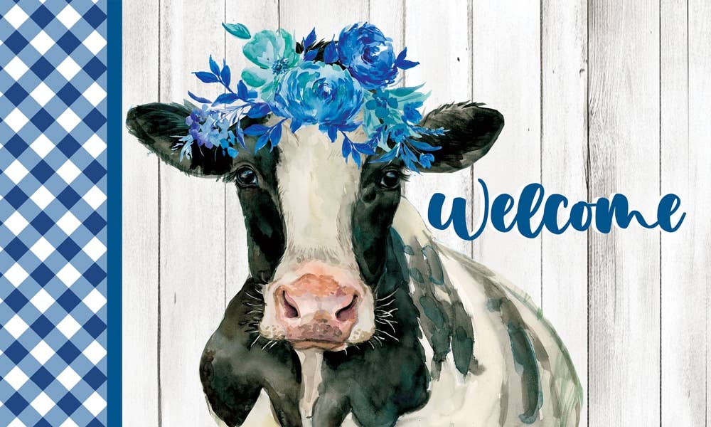 Mat-Cow with Flowers