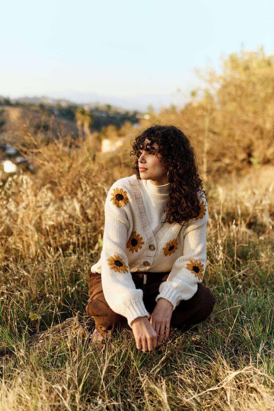 Mello. - Sunflower Embroidered V Neck Cardigan
