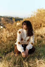 Mello. - Sunflower Embroidered V Neck Cardigan