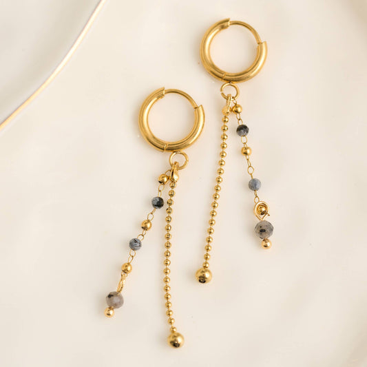 Howard's - Waterproof Earrings Hoop Apatite Beaded Narelle Gold