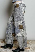Pol Clothing - Handcrafted Vintage DIY Patchwork-Style Waistband Wide Pant
