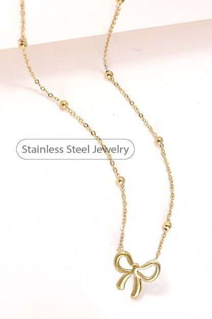 18K STAINLESS STEEL TARNISH FREE BOW NECKLACE |