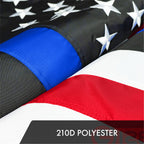 Blue Lives Matter Flag 210D Embroidered Polyester 3x5 Ft