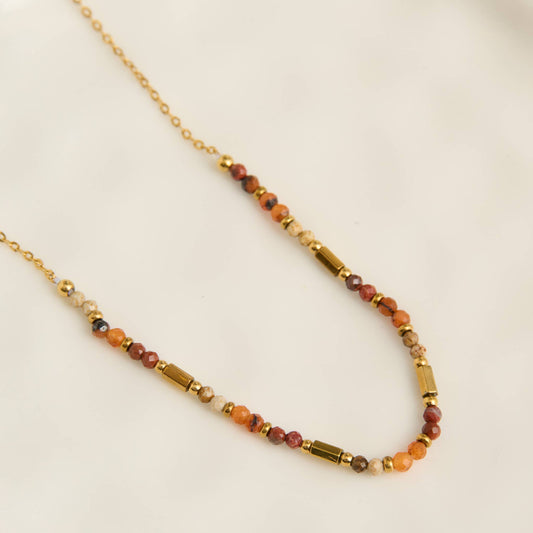 Howard's - Waterproof Necklace 15" Jasper Beaded Gemstone Agate Narelle