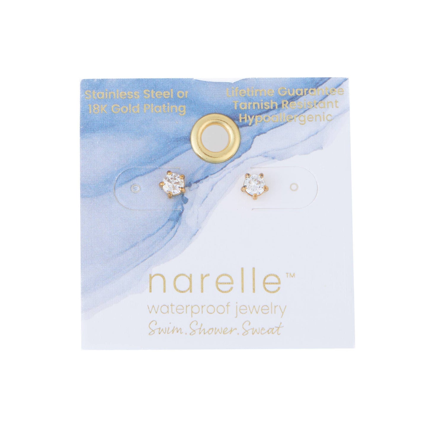 Howard's - Waterproof Earrings 4mm Round Cubic Zirconia Stud Narelle