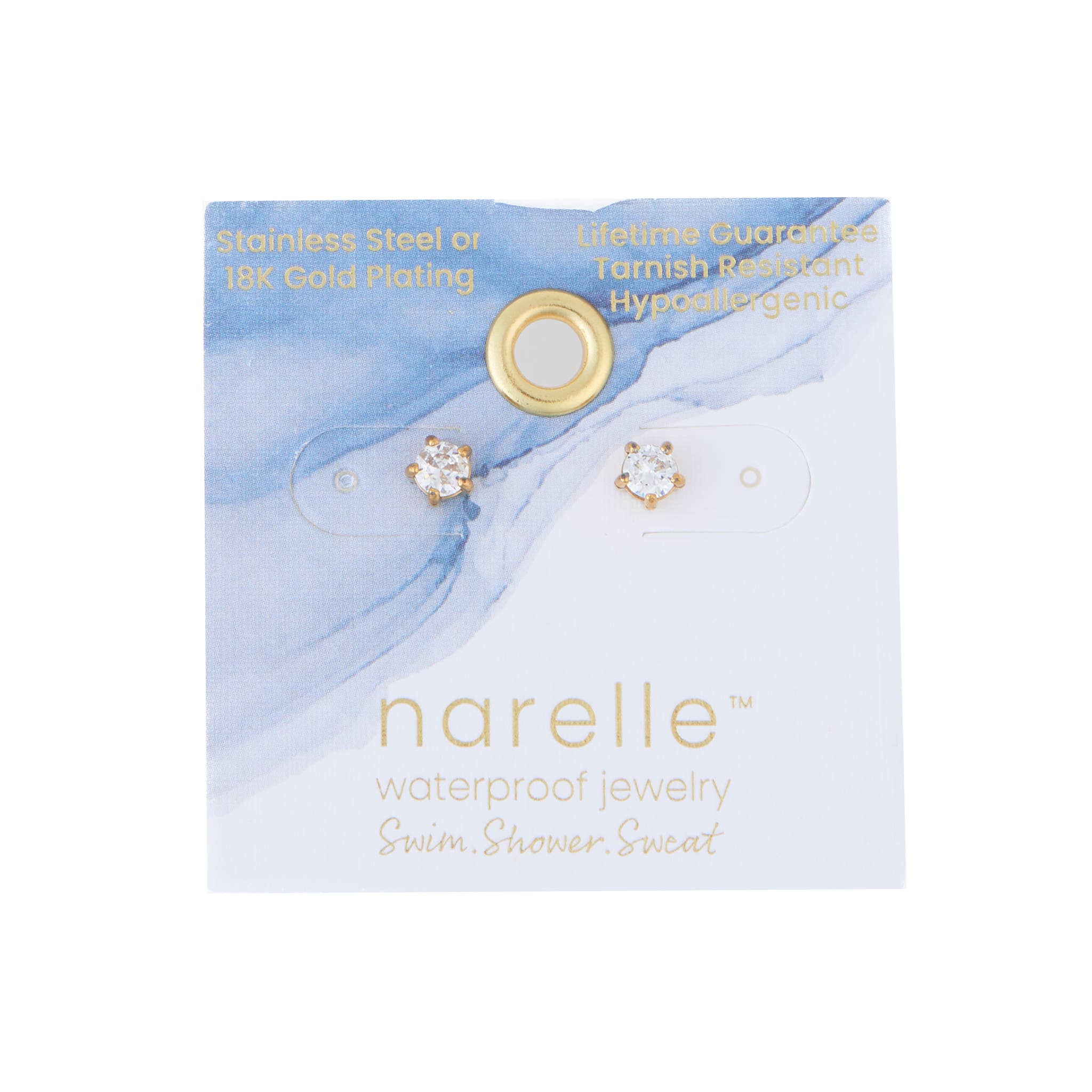 Howard's - Waterproof Earrings 4mm Round Cubic Zirconia Stud Narelle