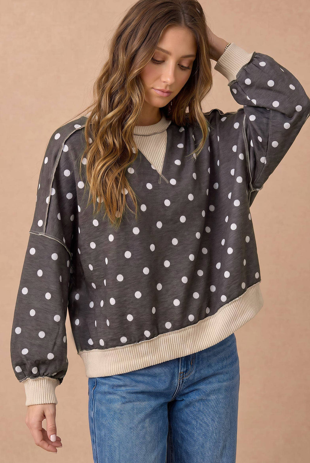 Haptics - Oversized Polka Dot Pullover