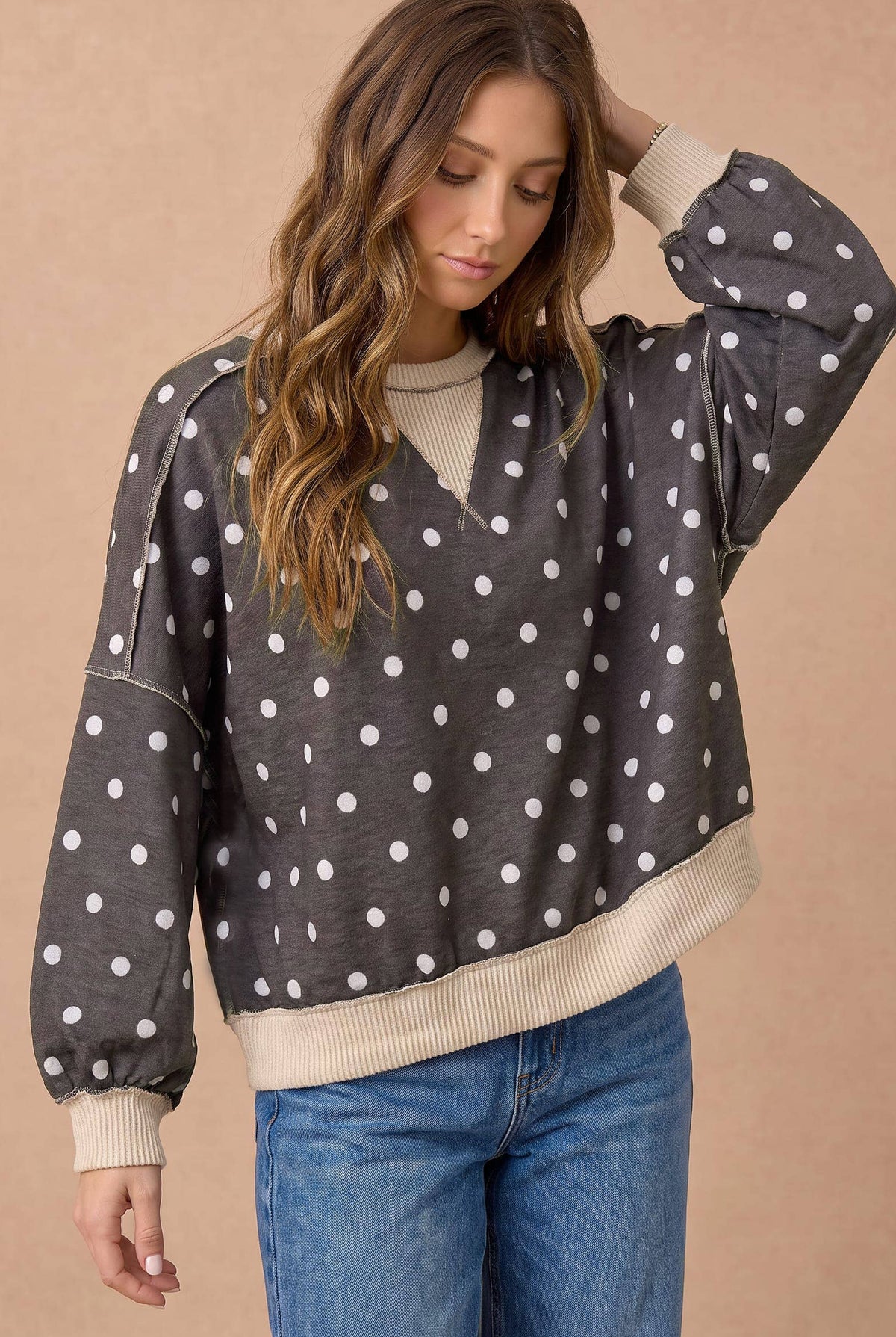 Haptics - Oversized Polka Dot Pullover