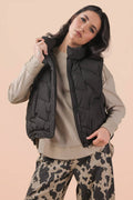 Bermie Mock Neck Casual Zigzag Quilted Puffer Vest