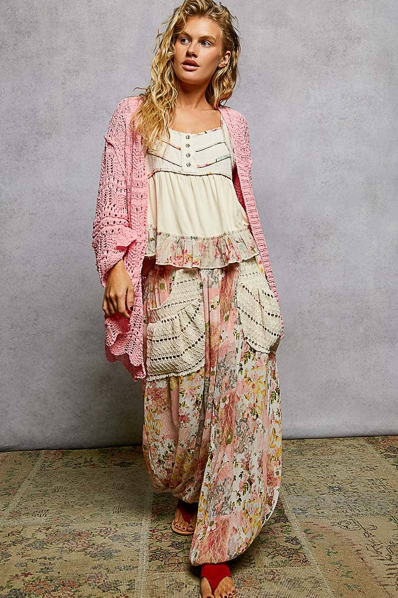 Pol Clothing - Weave Pattern Solid Thin Acrylic Sweater Open Cardigan SALE
