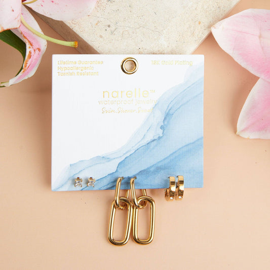 Howard's - Narelle Waterproof Double Linked Hoop Earring Trio