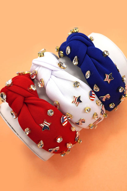 4TH OF JULY FLAG STAR RHINESTONE STUD HEADBAND