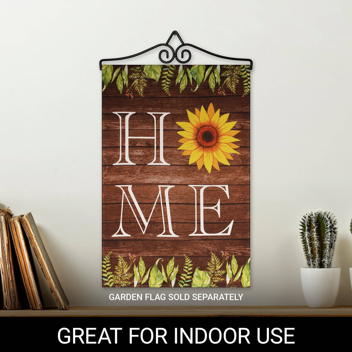 Garden Flag Wall Hanger Black Wrought Iron 14 In