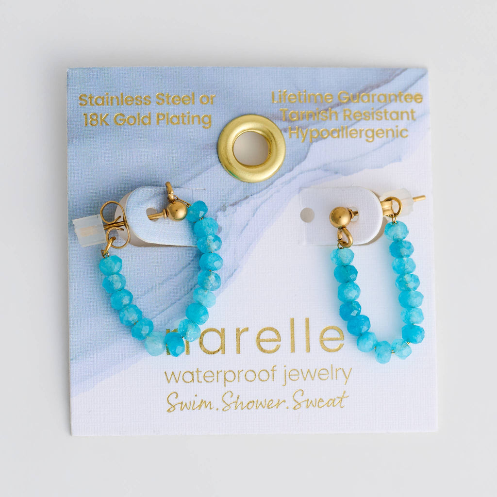 Waterproof Earrings Genuine Pearl Beaded Drop Narelle Gold