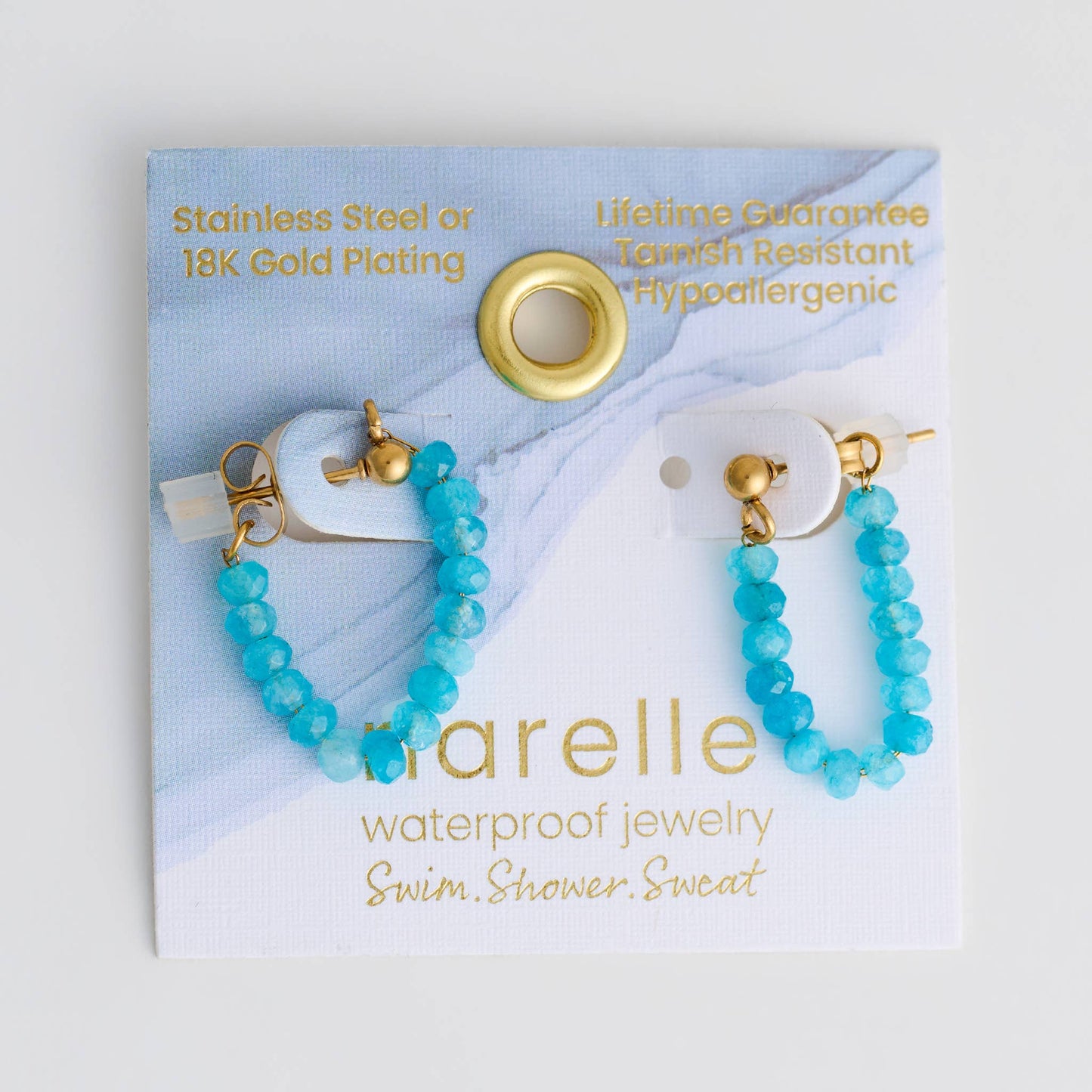Waterproof Earrings Genuine Pearl Beaded Drop Narelle Gold