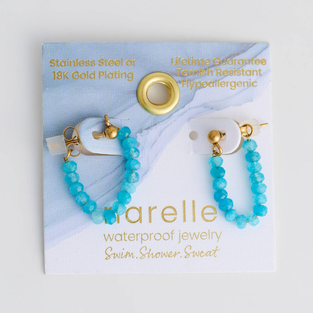 Waterproof Earrings Genuine Pearl Beaded Drop Narelle Gold