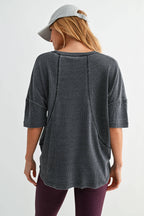 Cotton Blend Mineral Wash Waffle Short Sleeve Tee