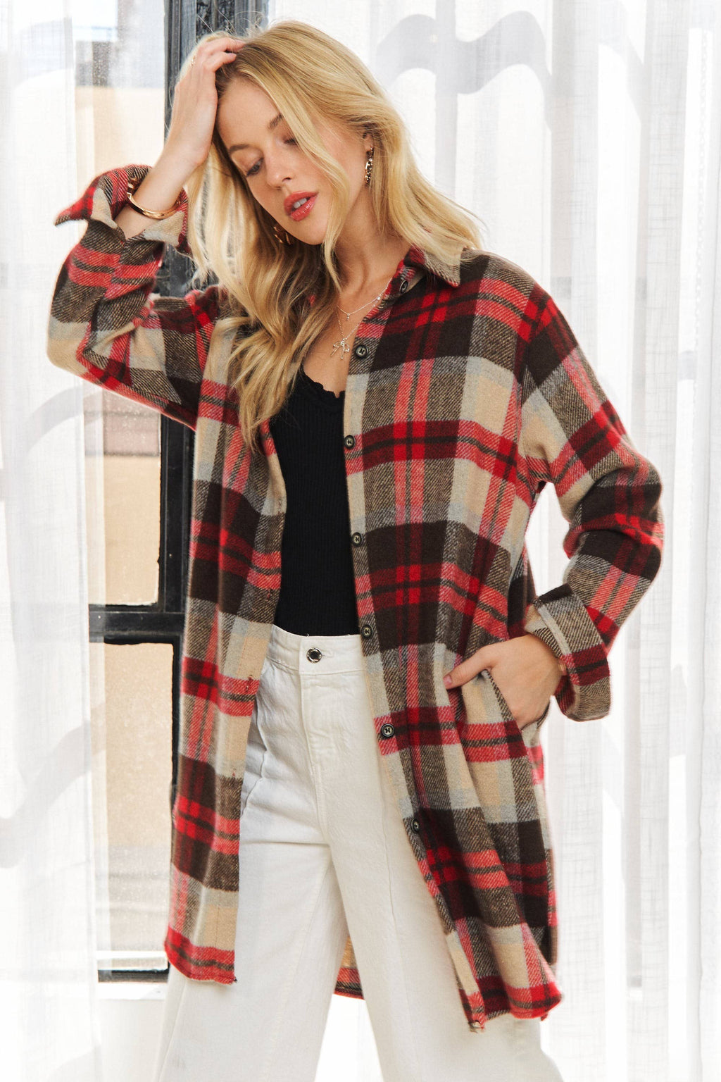 ADORA LA - CEJ1987A - CLASSIC FLANNEL SHACKET