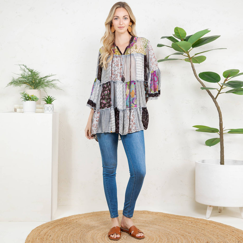 Chic Overdyed Band Collar Jhabla Top (New Color)