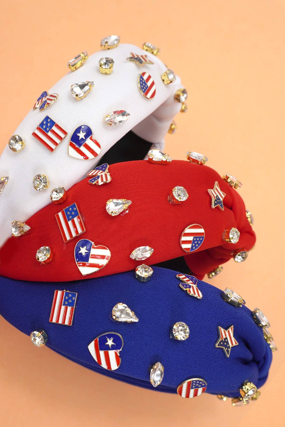 4TH OF JULY FLAG STAR RHINESTONE STUD HEADBAND