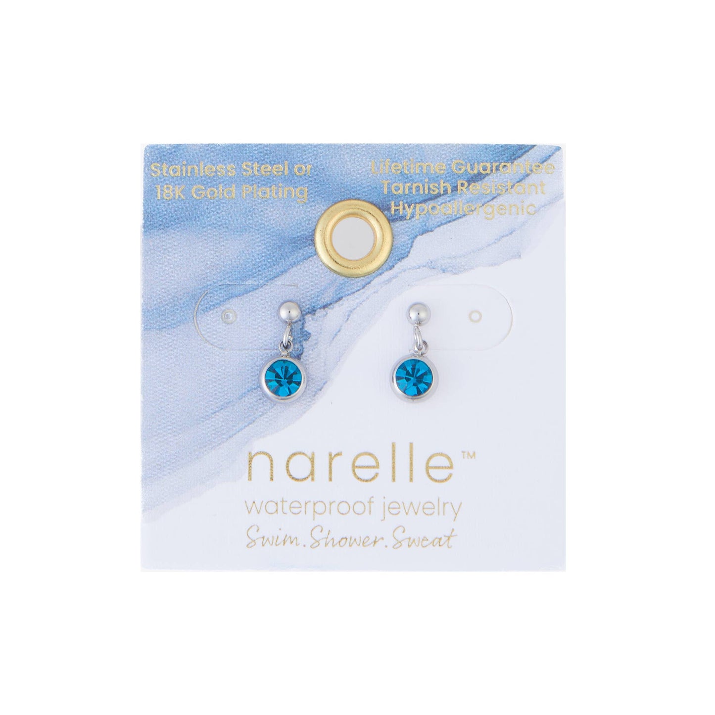 Howard's - Waterproof Earrings Gemstone Dangle Studs in Stainless Steel