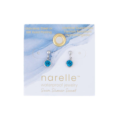 Howard's - Waterproof Earrings Gemstone Dangle Studs in Stainless Steel