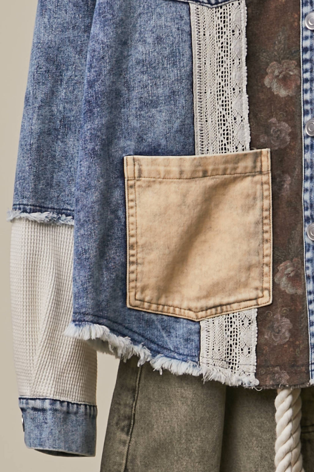 Mello. - Vintage Denim Patchwork Shirt Jacket