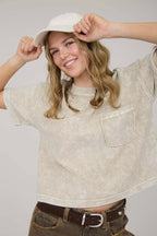 Everyday WASHED RIBBED SHORT SLEEVE TEE WITH POCKET