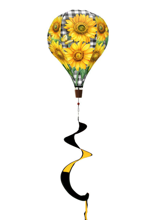 Briarwood Lane - Checkered Sunflowers Hot Air Balloon Spinner