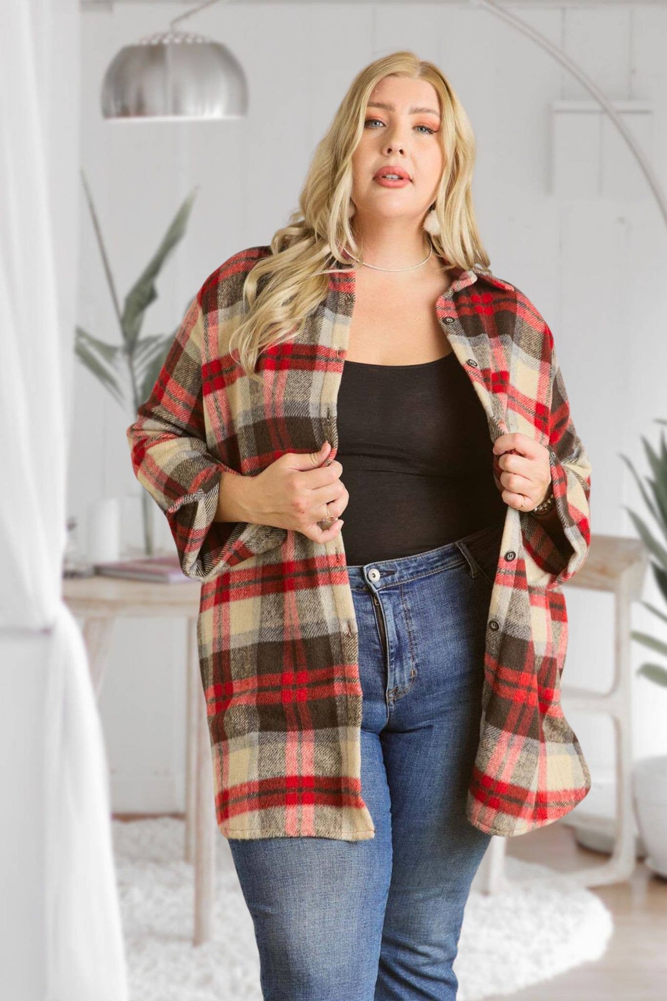 Pretty PLUS CHECK SHIRTJACKET LONG SLEEVE