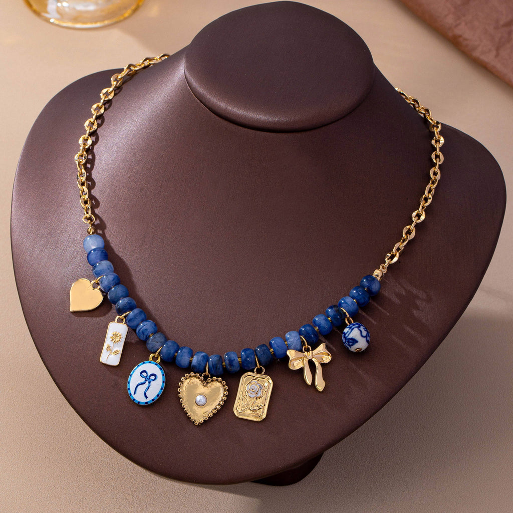 JOSSLYN by wall to wall - Beaded & Gold Chain Multi-Charm Strand Necklace | 80N93913