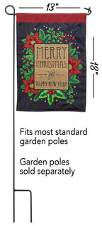 Magnolia - Merry Christmas/Happy New Year Poinsettia Burlap Garden Flag