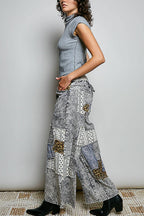 Pol Clothing - Handcrafted Vintage DIY Patchwork-Style Waistband Wide Pant