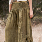 Young Threads - Boho Smocked Mineral Wash Lace Tiered Ruffle Pants NEW