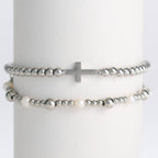 Howard's - Cross Bracelet Pearl Station Bead Waterproof Narelle Duo Set