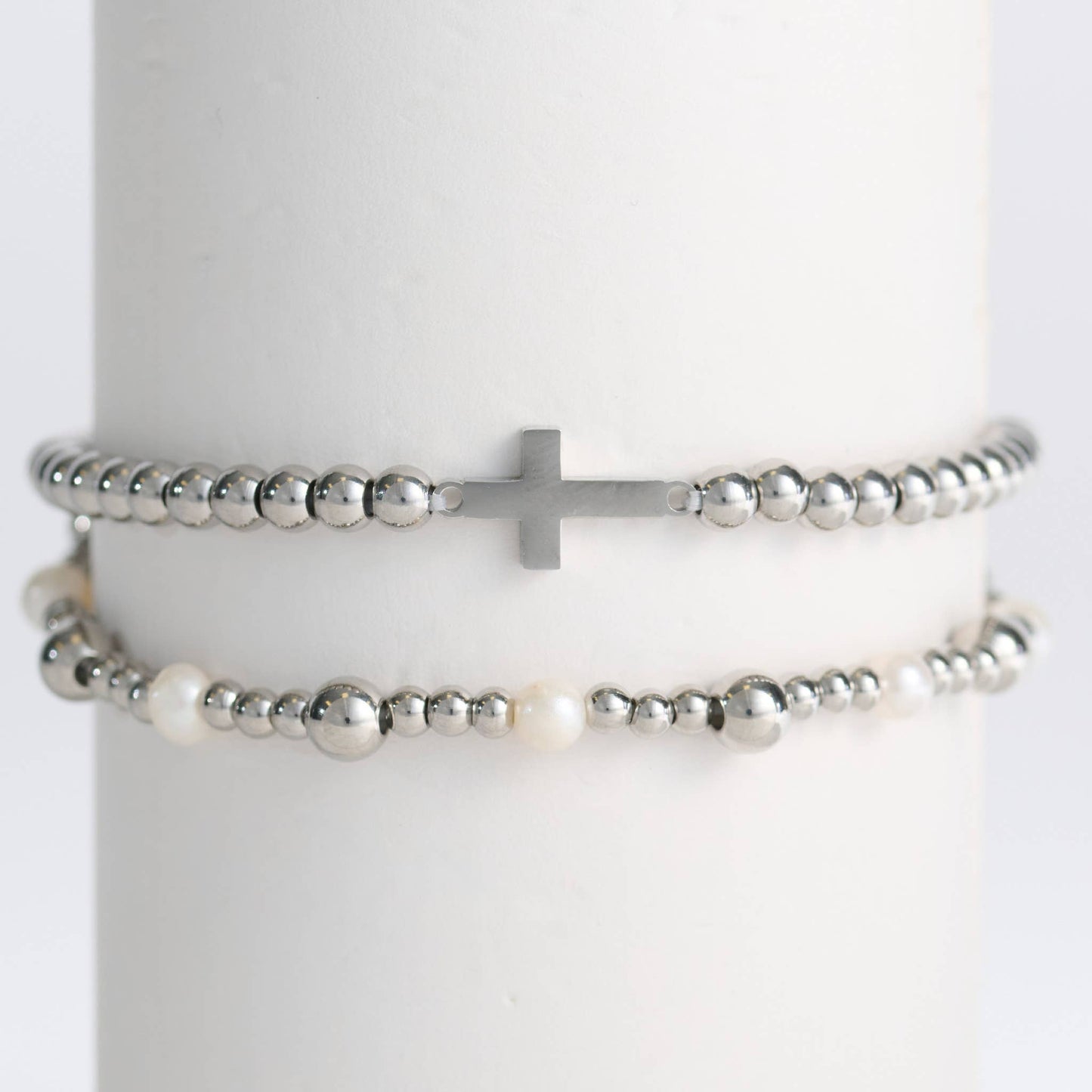 Howard's - Cross Bracelet Pearl Station Bead Waterproof Narelle Duo Set