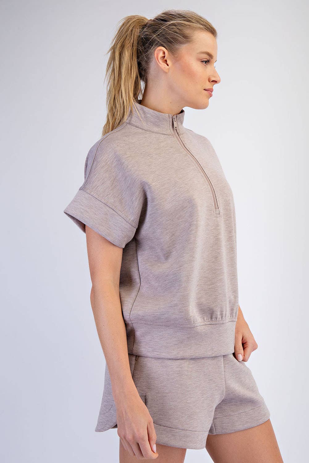 Rae Mode - MODAL SCUBA QUARTER ZIP SHORT SLEEVE TOP