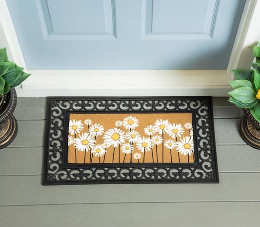 Daisy Scape Flocked Coir Sassafras Switch Mat, 22"x10"