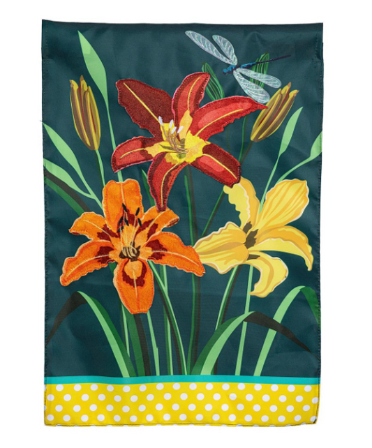 Daylilies Applique Garden Flag