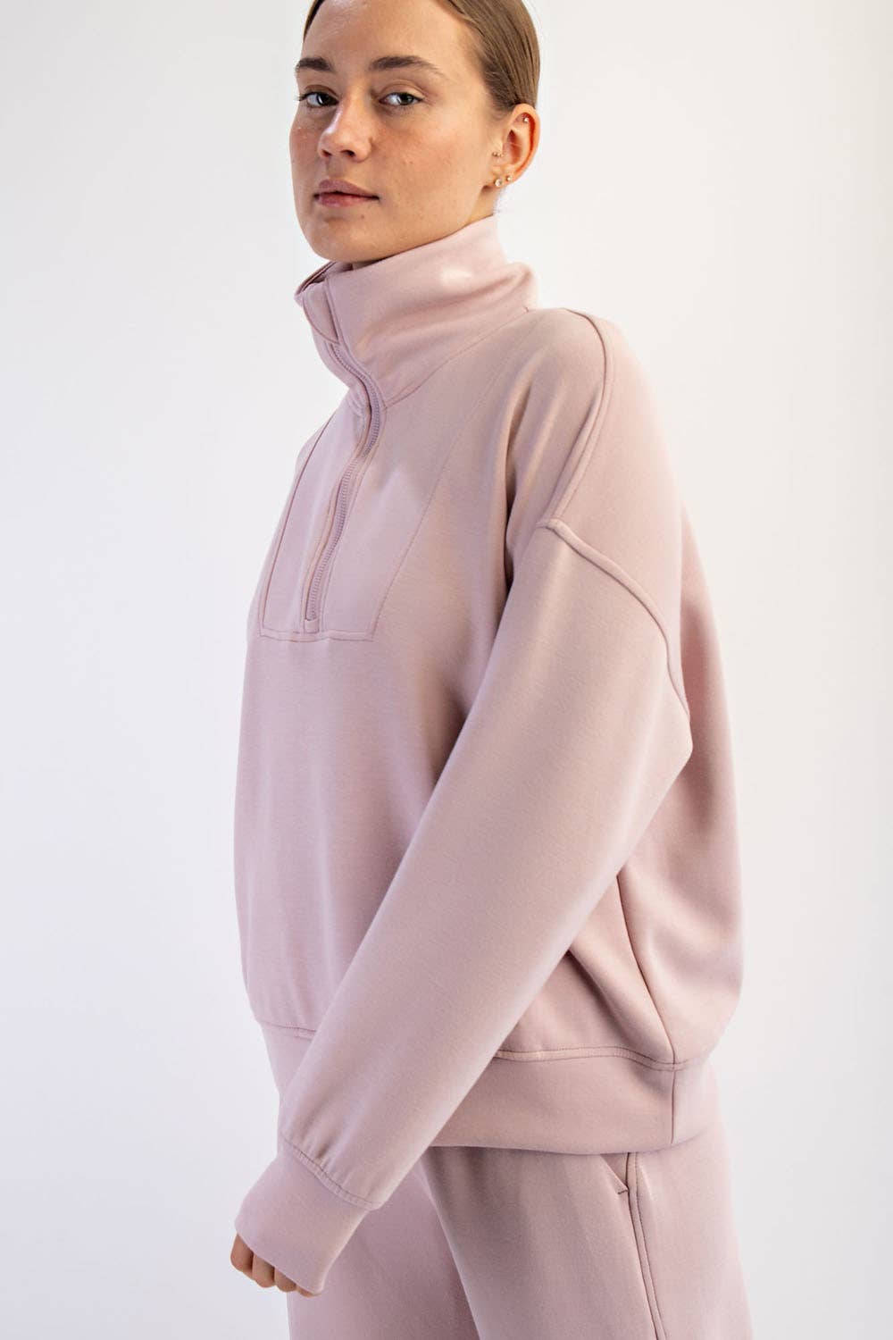 Rae Mode - MODAL SCUBA QUARTER ZIP FUNNEL NECK PULLOVER