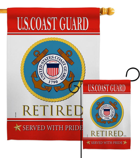 Two Group Flag Co - US Coast Guard Retired Military Retirement Veteran Flag
