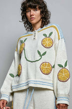 Pol Clothing - 3D Embroidery Long Sleeve Cozy Pullover Berber Sweater