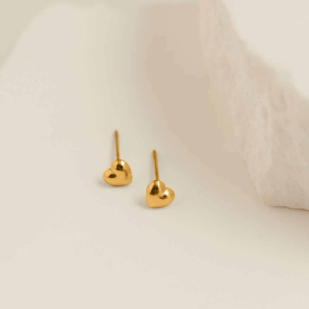 Howard's - Waterproof Earrings Puffy Heart Studs in Gold & Steel