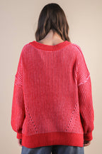 Oversized Two Tone Knit Casual Sweater Top